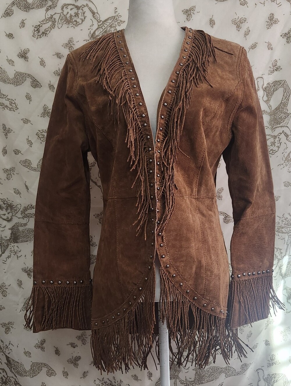 VTG 90s Y2k Cripple Creek women's western suede fringe jacket M
